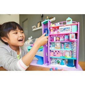 Polly Pocket Mega Mall with 6 Floors, Elevator, Vehicle, Parking Garage, Micro Polly & Lila Dolls, Dog & Storytelling Play Pieces; for Ages 4 and Up