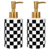 DODAMOUR 2 Pack Ceramic Soap Dispenser, 10oz Modern Checkerboard Hand