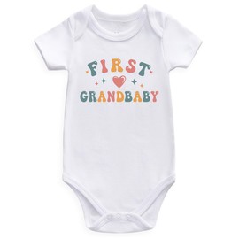 Guzcadun First Grandbaby Baby Bodysuit pregnancy announcement for grandparents, First Grandbaby White, 3-6 Months