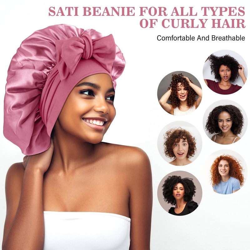 Abeillo Silk Sleep Bonnets for Women, 1PC Adjustable Satin Night