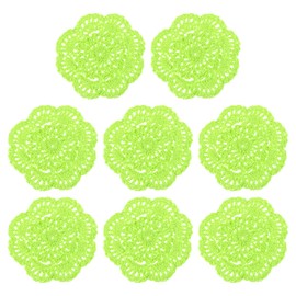 uxcell Crochet Doilies, 8Pcs 4" Cotton Woven Fabric Coasters, Lace Round Handmade Coasters with Floral for Wedding Party Decoration (Fluorescent Green)