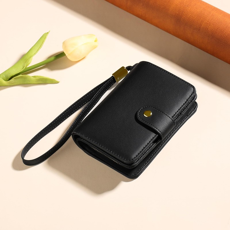 RNIEGA Women's Bifold Genuine Leather Lightweight Folding Wallet with Coin