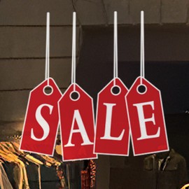 Hanging Tag Shop Window Sale Sign - Reusable Vinyl Static Cling Window Sticker for Glass - Now 35% Larger