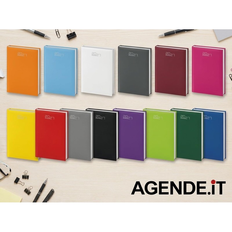 Agenda Giornaliera 2027 A5 15x21cm Copertina Gommata Blu