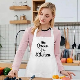 Aprons Mothers Day Gifts for Her Mom Grandma Aunt Wife Friend Gifts for Women Birthday Gifts for Women Cooking Gifts Baking Gifts for Mom Grandma Girlfriend for Christmas Mothers Day White Chef Apron