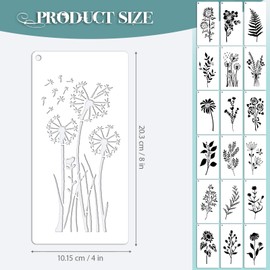 EAPIKON 18Pcs Flower Stencils and Templates for Painting, Art Templates for Drawing Natural Plants Leaves Floral, for Card Making Scrapbook Wall Decor