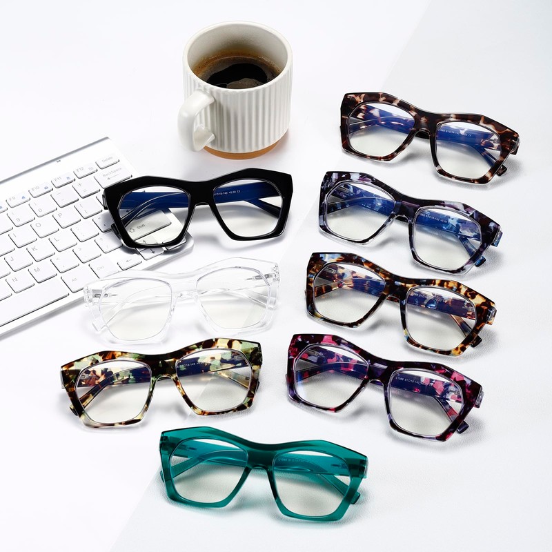 Viseng 3 Pack Oversized Frame Design Women's Reading Glasses, Blue