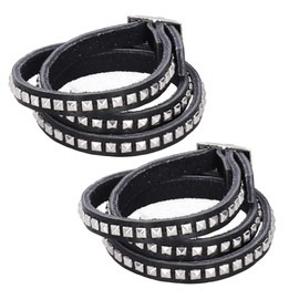 Punk Wristband, 2Pcs Adjustable Rivet Leather Bracelets Cuff Punk Rock Wide Bracelets Hip Hop Wristband for Men Women Christmas GiftBracelets