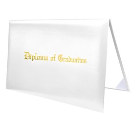 MyGradDay Imprinted Diploma Cover 8.5x11 Diploma Holder Graduation Certificate Cover Smooth Leather Letter Size White