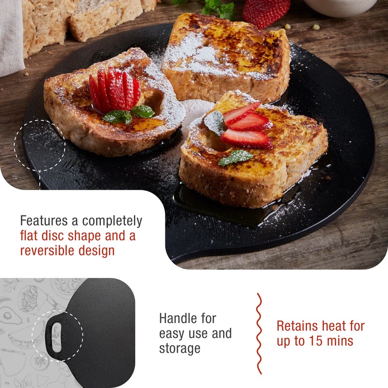 Victoria 12-Inch Cast Iron Tawa Dosa Pan, Pizza Pan with