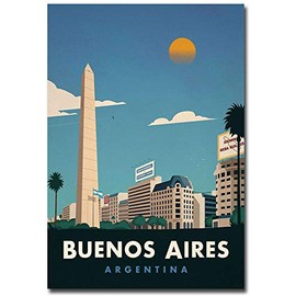 Buenos Aires Travel Vintage Art Refrigerator Magnet Size 2.5" x 3.5"