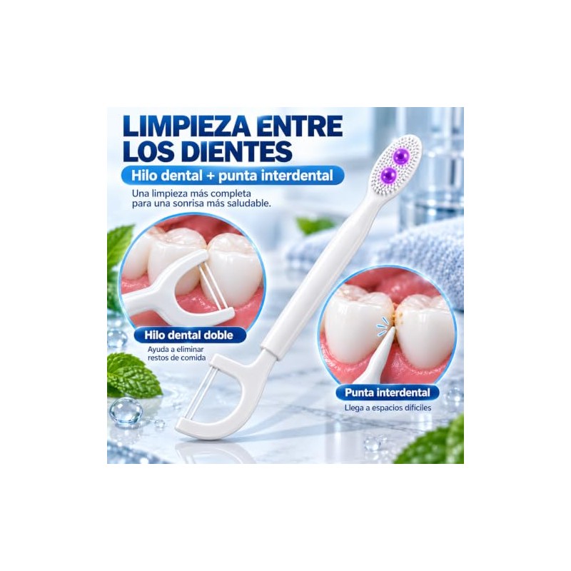 Mini Cepillos de Dientes Desechables 5 en 1 con Hilo