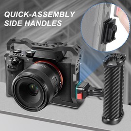 Quick Release Side Handle Grip with Quick Release Slider Compatible with SmallRig NEEWER Camera Cage, Portable Camera Cage Handle for Left or Right Hand, Up and Down Adjustable