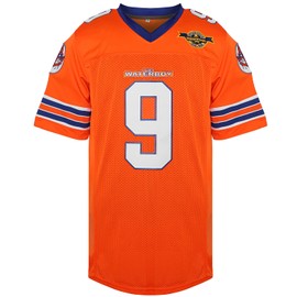 9 Bobby Boucher The Waterboy Adam Sandler Movie Mud Dogs Bourbon Bowl Stitched Football Jersey (Orange, XX-Large)