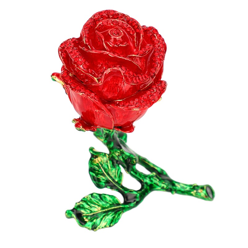 Jewelry Box Rose Shaped Rhinestone Delicate Retro Ring Earring Storage