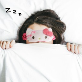 Mocomoco Plush Sleep Eye Mask - Lightweight Kawaii Satin Sleep Mask for Men & Women, Blackout Eye Covers for Sleeping, Soft Eye Shade Cover for Travel, 20 cm x 10 cm (Kitty Kitten)