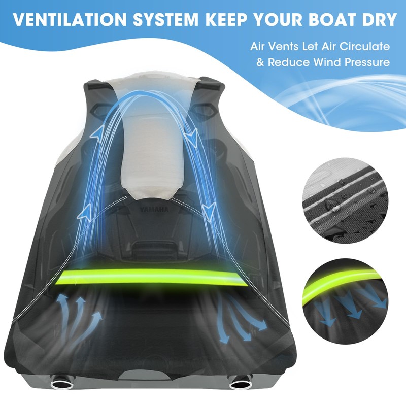 1200D Waterproof Jet Ski Cover, 120"-135" Trailerable 2-3 Seater PWC
