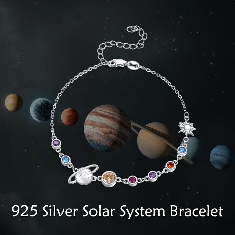 YFN Solar System Bracelet Sterling Silver Universe Planet Charm Bracelet