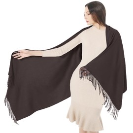 TwoYek Women's Scarf Pashmina Shawls and Wraps for Evening Dress Wedding Bridesmaid Bridal Winter Warm Large Soft Silky Scarves Coffee Brown