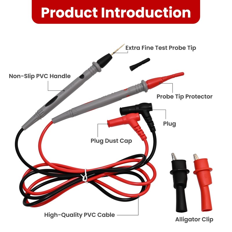 Digital Multimeter with Precision Sharp Leads, 1000v 20a Clamp Tester,