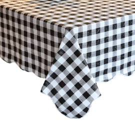 PlentifulHome Black and White Checkered Tablecloth – Perfect for Family Dinners, Gatherings, and Indoor or Outdoor Parties, 152 × 229 cm