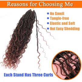 Goddess Faux Locs Crochet Hair 18Inch 7Packs Bohemian Goddess Locs Crochet Hair Pre Looped Boho Soft Locs Synthetic Braids Hair Extensions for Women (T/350#, 18 inch)