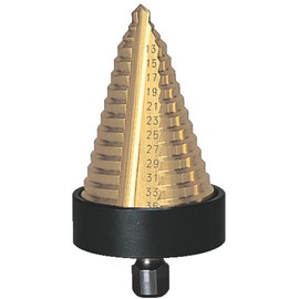 TRUSCO NMS-35G Step Drill, 2-Blade Titanium Coating, 0.2 - 1.4 inches (5 - 35 mm), Number of Steps: 13