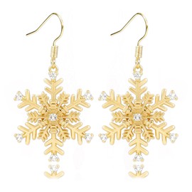 Christmas Earrings for Women Daily Gold Snowflake Earrings Sparking Xmas Rhinestone Snowflake Jewelry Christmas Stocking Stuffers Dangle Drop Festival Holiday Accessories Gifts