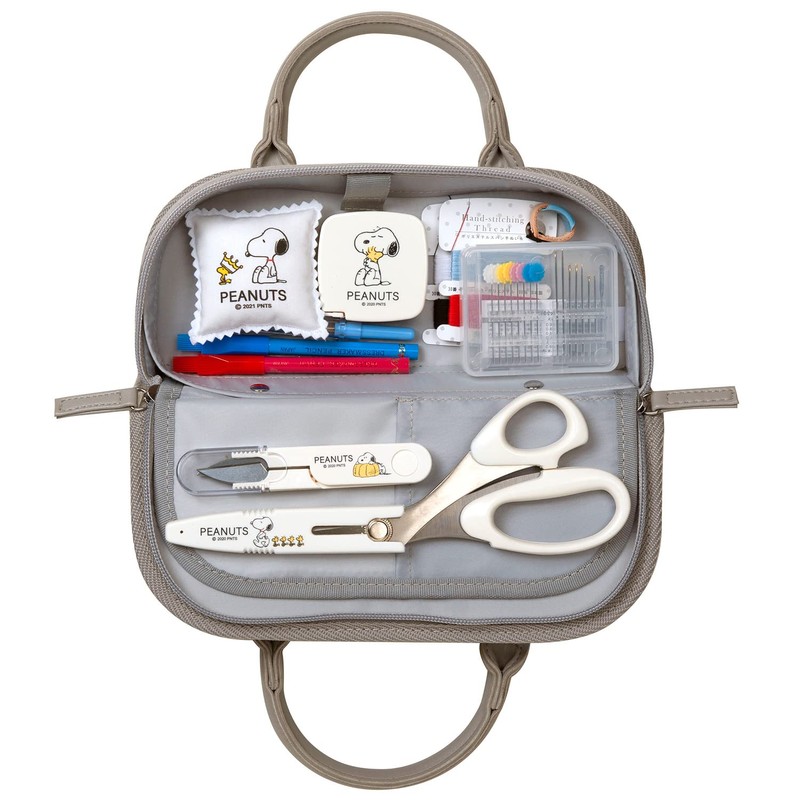 Misasa Snoopy Sewing Set, Kraft Bag, Round Type, Gray NO.8651