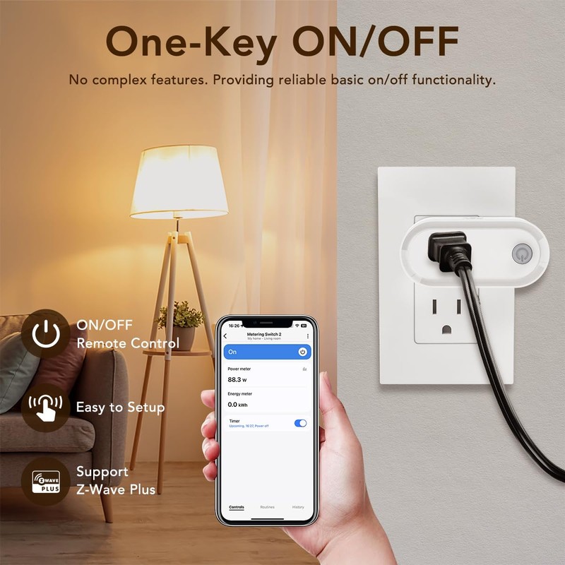 NEO Z-Wave Plus Smart Mini Plug 3-Pack, Compact Z-Wave Outlet