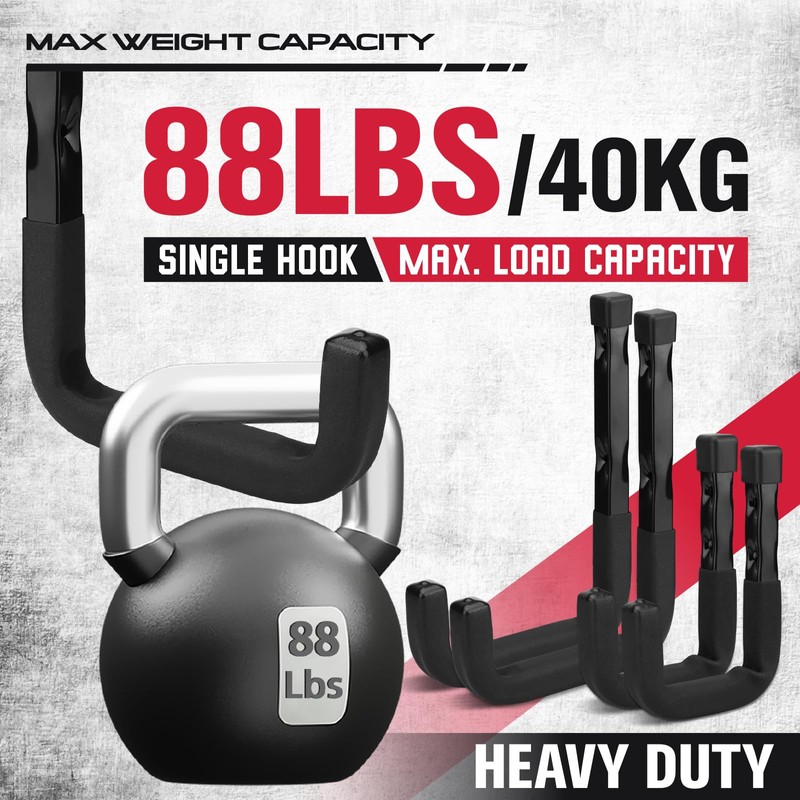 SEDY Heavy Duty Garage Storage Hooks: 4-Piece 6" & 3"
