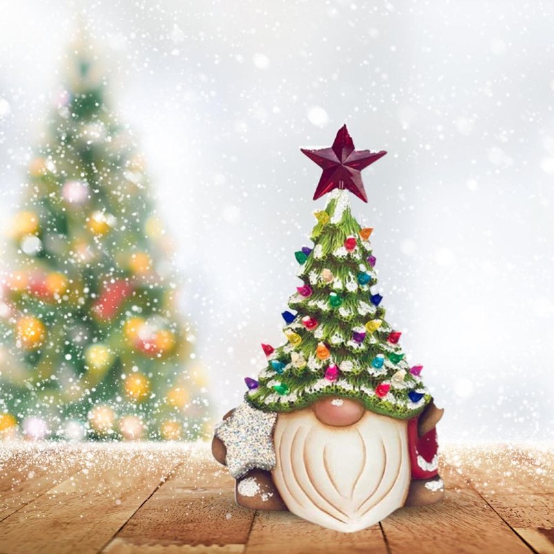 Christmas Tree Gnome Santa Claus Resin Faceless Dwarf Statue Christmas