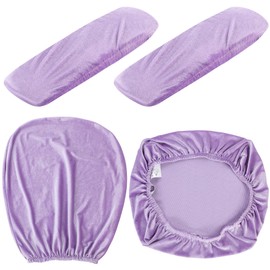 Tallew 4 Pcs Office Chair Covers Set Computer Universal Protective Stretchable Chair Seat Covers Desk Armrest Covers Slipcovers Pads Office Cushion Backrest for Rotating(Purple)