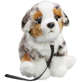 Carl Dick Australian Shepherd Dog with Lead 10.5 inches, 25cm, Plush Toy, Soft Toy, Stuffed Animal 3428