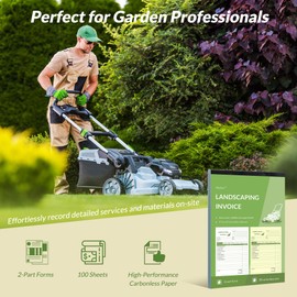 Harfesto Professional Garden Invoice Receipt Book, Landscaping Invoice Book for Small Business - 5.7 X 8.3 in, 2-Part Carbonless Work Order Forms, 400 Sets (8 Books) - Lawn Care Equipment Accessories