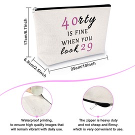 Sfodiary 40th Birthday Gifts for Women Makeup Bag 40 Year Old Birthday Gifts Best Friend Gift Cosmetic Bag Wife Gift Ideas for 40th Anniversary Mom Travel Cosmetic Pouch Christmas Gift