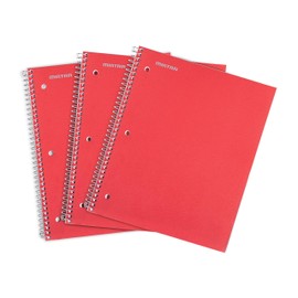 Mintra Office Durable Spiral Notebooks, 1 Subject, (Red, Wide Ruled 3 Pack), 100 Sheets, Poly Pocket, Moisture Resistant Cover, Strong Chipboard back, For School, Office, Business