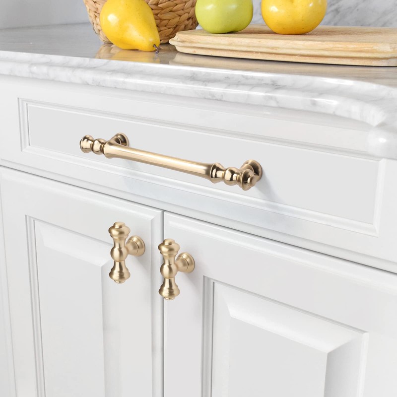 Asidrama 10 Pack 5 Inch(128mm) Brushed Brass Kitchen Cabinet Handles,