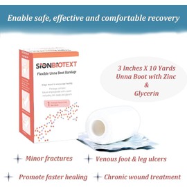 Sion Biotext Unna Boot with Zinc Flexible Compression Bandage Maintain Moist Healing Environment Medical Dressing Wrap Gauze - EMS First Aid Supplies - 3 Inches X 30 Foot Roll