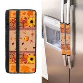 Viewamoon Fall Refrigerator Handle Covers 6 PCS Sunflower Fridge Handles Cover Appliance Handle Covers Thanksgiving Home Decor Indoor Machine Washable Fit Standard Size Kitchen Microwave Oven