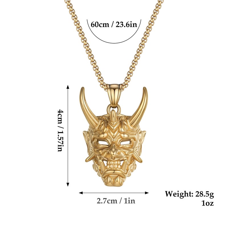 BREGO Men’s Halloween Costume Devil Skull Head Pendant Necklace