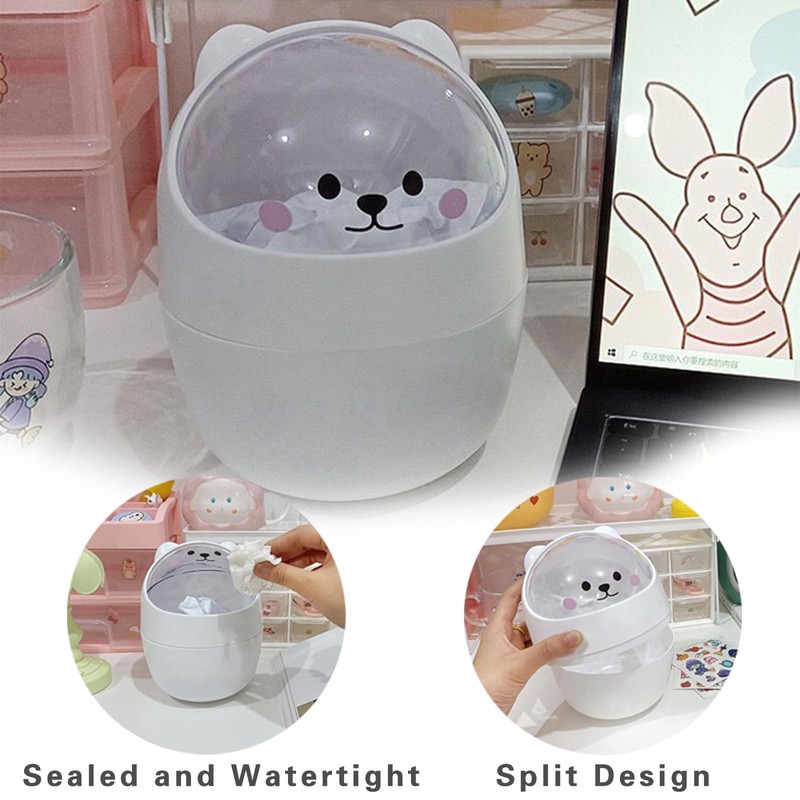 JVHLOV Desktop Trash Can with Lid, Mini Desktop Bin, Plastic