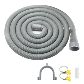 YEUIKERR 16 FT Washing Machine Drain Hose Universal Dishwasher Drain Hose Extension Kit for Washer, Flexible Discharge Hose with 1 U-Bend Hose Holder and 2 Hoses Clamps