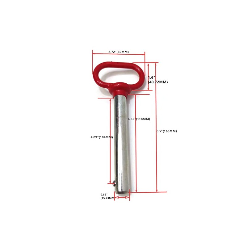 5/8" x 4" Red Handle Detent Pin ,Head Towing Hitch