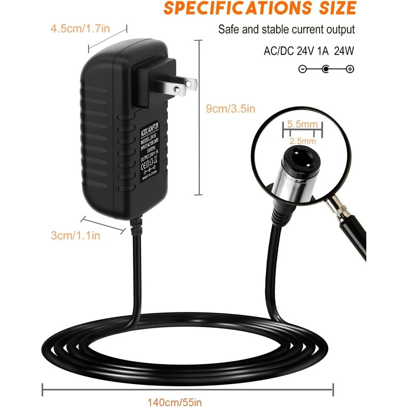24V 1A Power Supply Adapter 100-240V AC to DC 24Volts