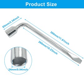 Unlorspy 2Pcs 24mm Car Spare Tire Lug Wrench Heavy Duty L Type Hex Key Lug Wrench Hexagon Slotted End Socket Repair Tool for Car