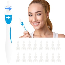 Ohrenschmalz Entferner,Q-grips Ohrenreiniger mensch,Ear Cleaning kit mit 16 abwaschbaren Ersatzköpfen,Sicheres und Weiches 360 Grad Spirale Silikon für Erwachsene und Kinder