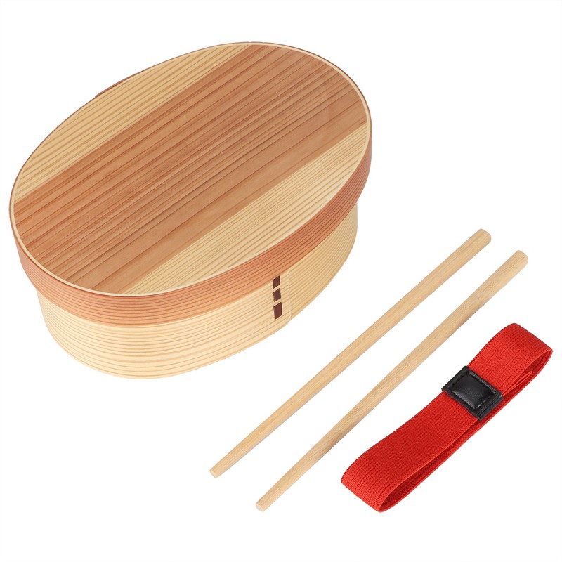 1Layer Bento Box Wood Lunch Box Wooden Sushi Tableware Bowl