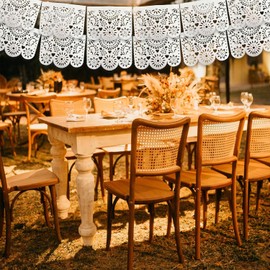 9 Pieces White Papel Picado Banner Cielito Lindo Party Decoration for Parties, Wedding, Baby Shower, Bautizos (16.4 Ft)