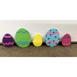 EASTER EGG DECORATION WOOD CUTOUT OUTDOOR LAWN YARD ART SIGN, EASTER EGG MARKERS